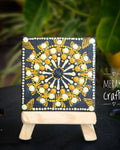 Handcrafted Acrylic Mini Mandala Painting – Golden Harmony