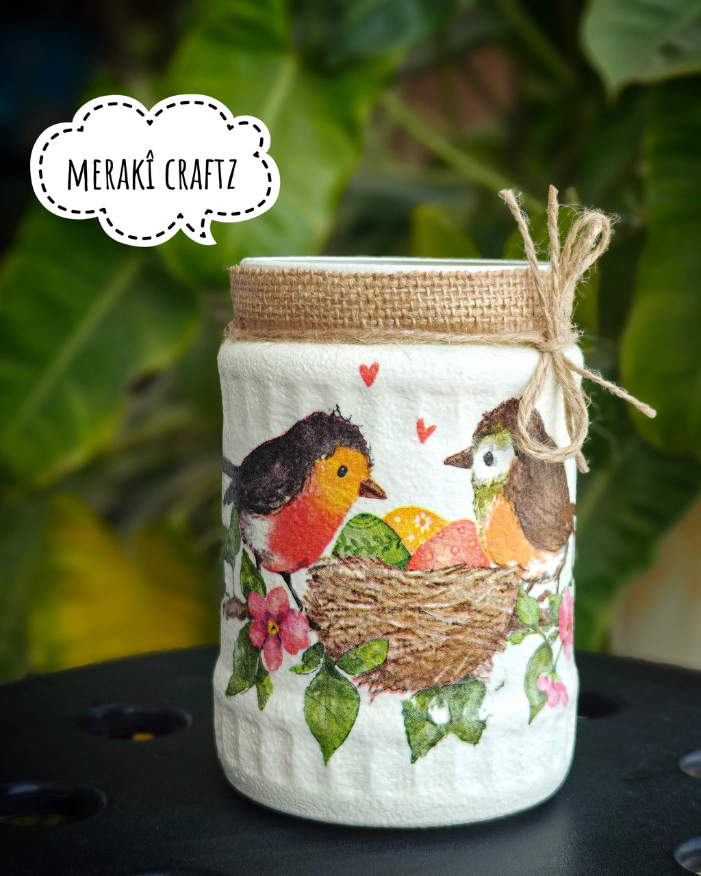 Handcrafted Upcycled Glass Jar – Robin's Nest Delight