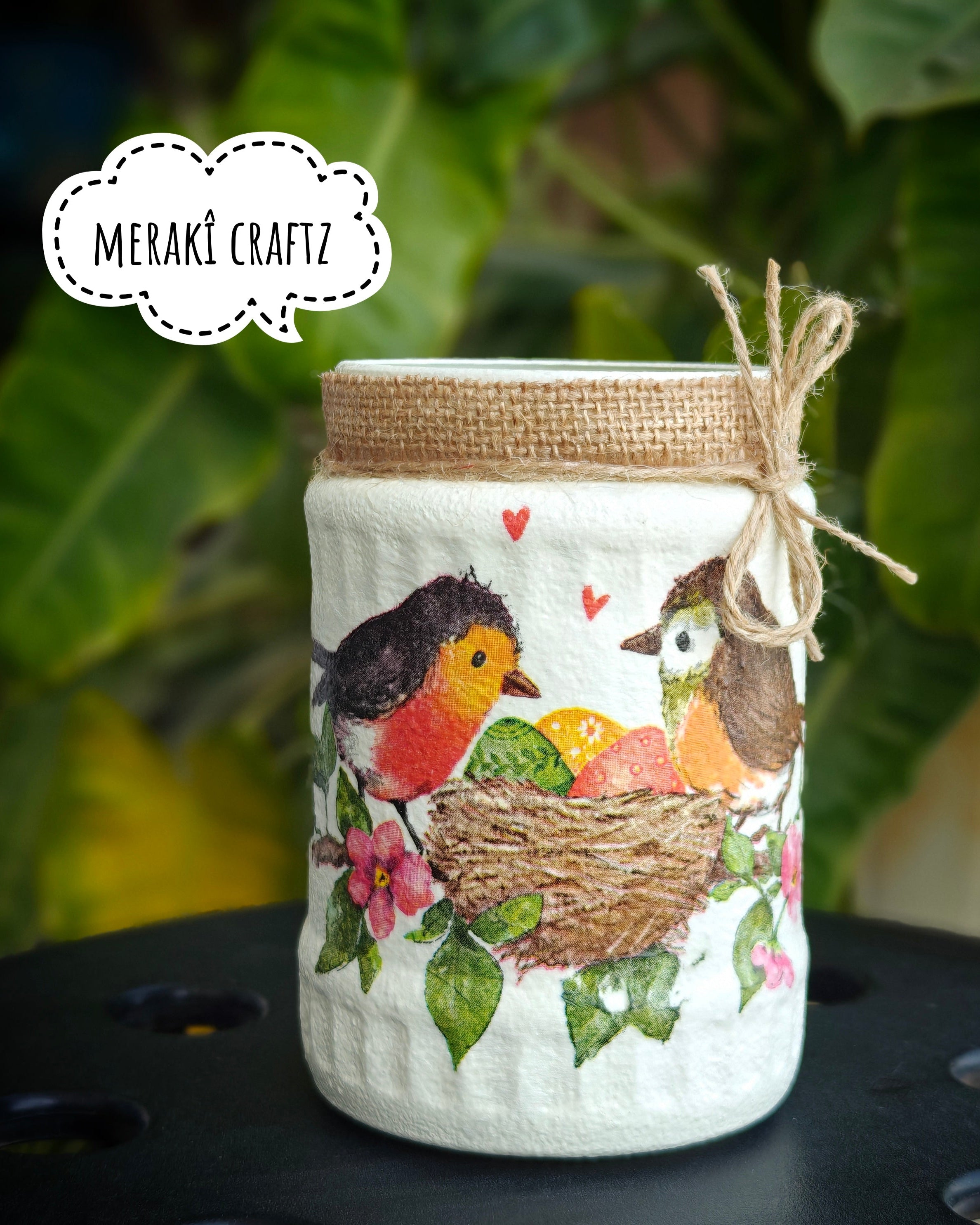 Handcrafted Upcycled Glass Jar – Robin's Nest Delight