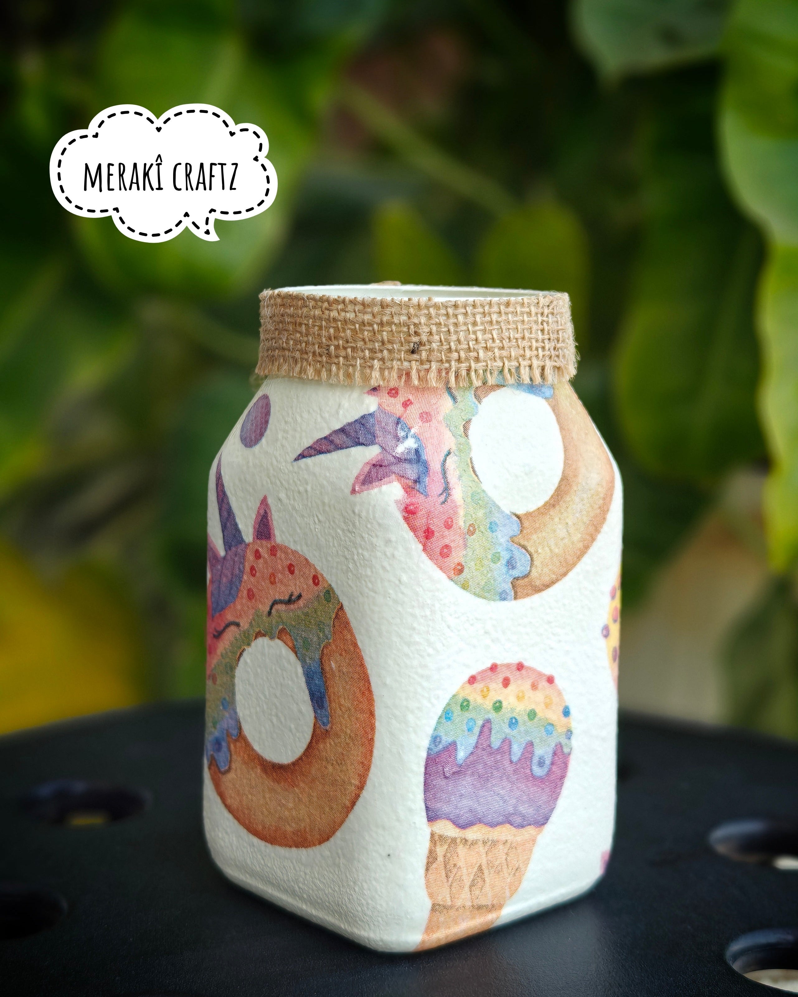 Handcrafted Upcycled Glass Jar –