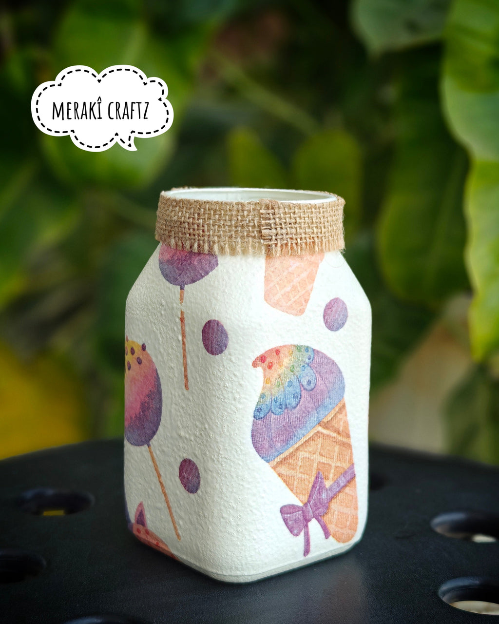 Handcrafted Upcycled Glass Jar –