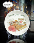 Handcrafted Decoupaged Glass Decorative Plate – Enjoy the Small Moments