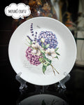 Handcrafted Decoupaged Glass Decorative Plate – Hydrangea Bouquet