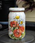 Handcrafted Upcycled Decoupaged Glass Jar – Wildflower Meadow Storage Jar
