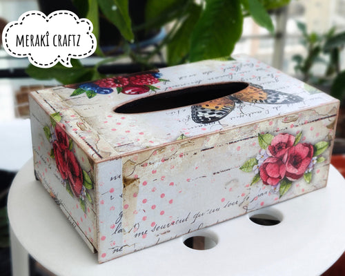 Decoupaged MDF Tissue Box Holder – Vintage Botanical
