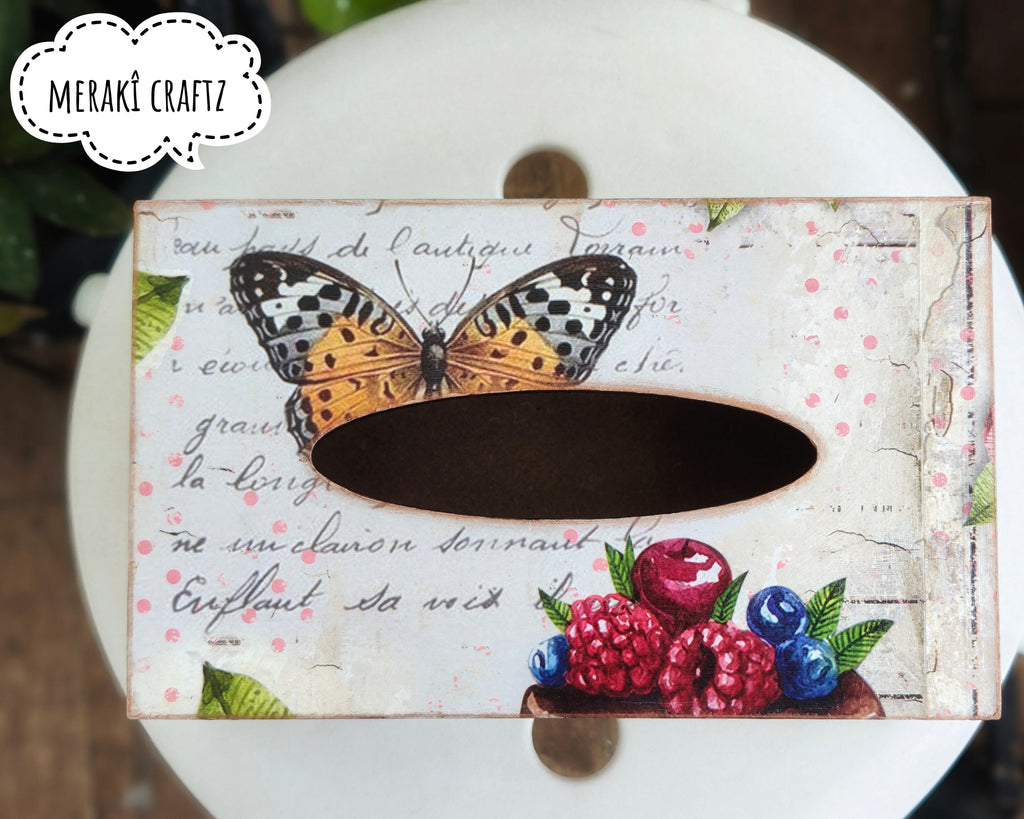 Decoupaged MDF Tissue Box Holder – Vintage Botanical