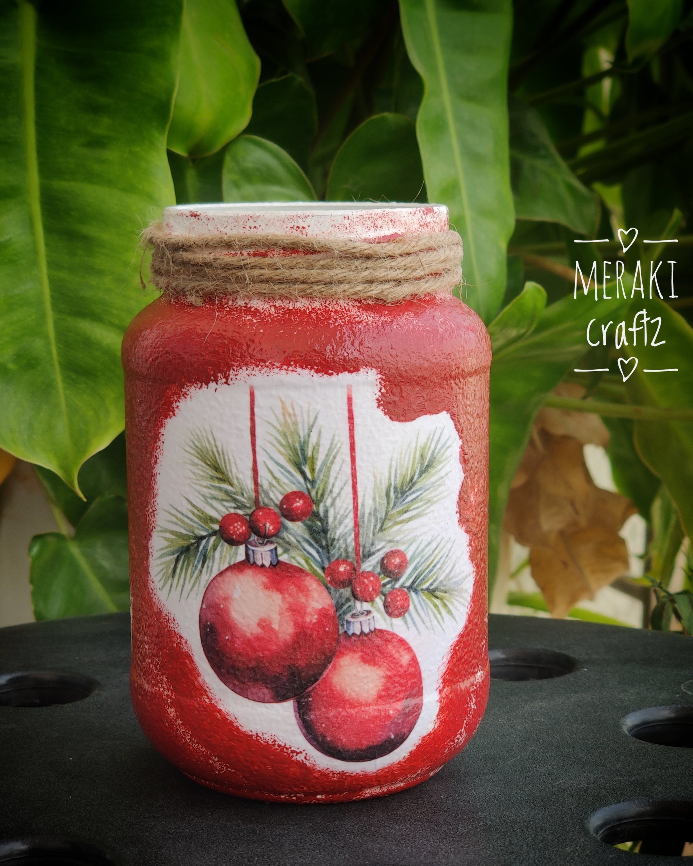 Handcrafted Upcycled Glass Jar – Santa’s Christmas Wonderland