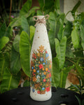 Upcycled Decorative Decoupaged Glass Bottle – Festive Christmas Tree
