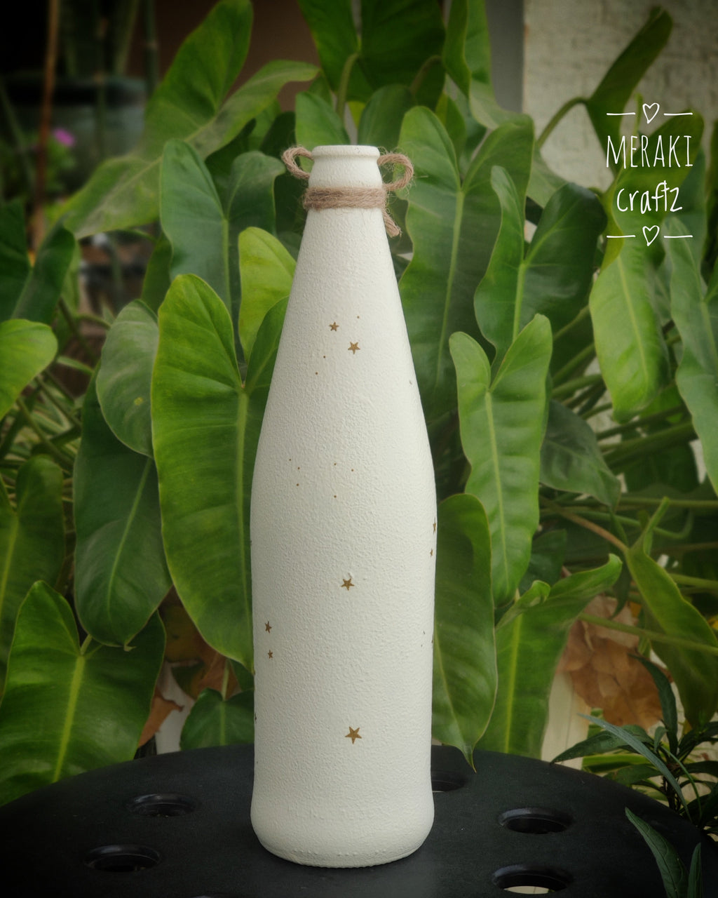 Upcycled Decorative Decoupaged Glass Bottle – Festive Christmas Tree