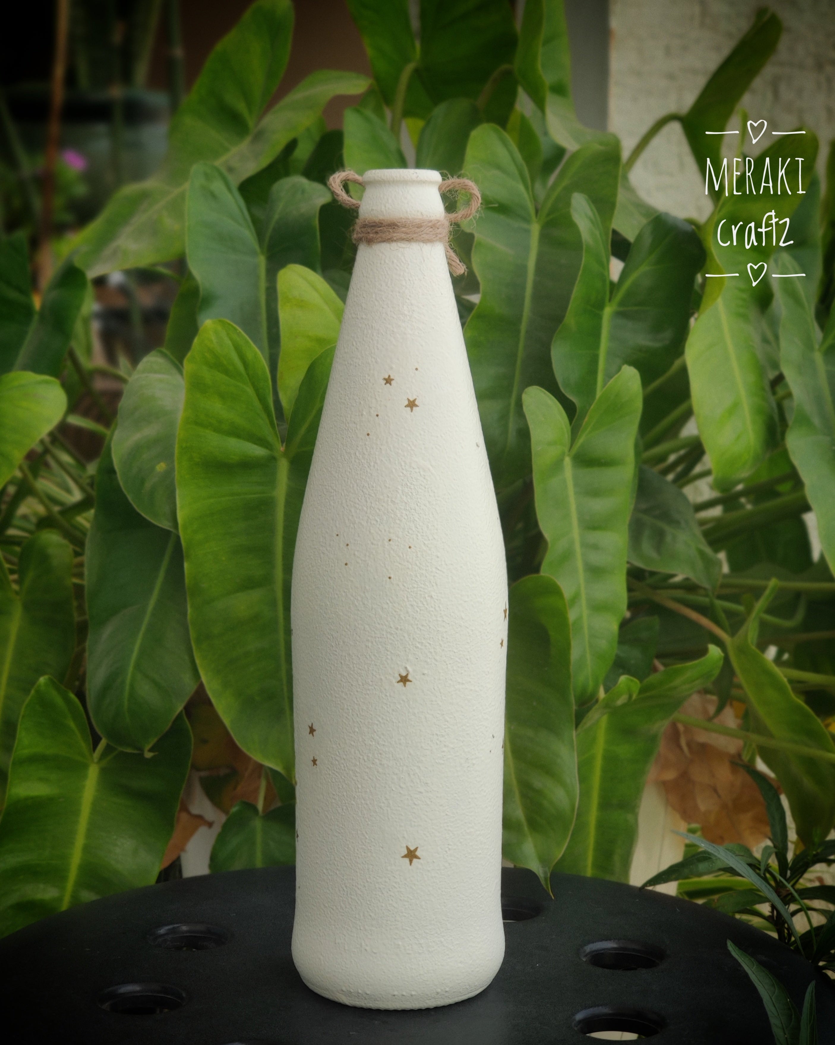 Upcycled Decorative Decoupaged Glass Bottle – Festive Christmas Tree