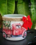 Handcrafted Upcycled Glass Jar – Vintage Christmas Truck & Tree