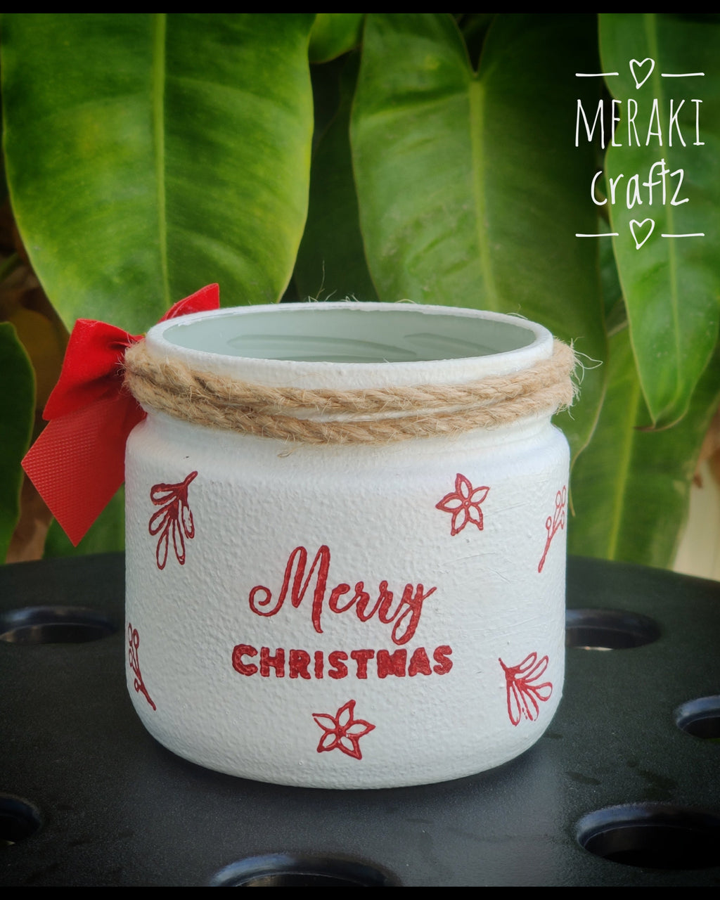 Handcrafted Upcycled Glass Jar – Vintage Christmas Truck & Tree