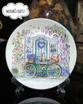 Handcrafted Decoupaged Glass Decorative Plate – Lavender Cat