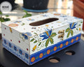 Decoupaged MDF Tissue Box Holder – Folk Floral Blue