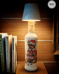Upcycled Decorative Decoupaged Glass Bottle / Table Lamp – Christmas Teddy Wishes