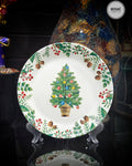 Handcrafted Decoupaged Glass Decorative Plate – Christmas Tree Celebration