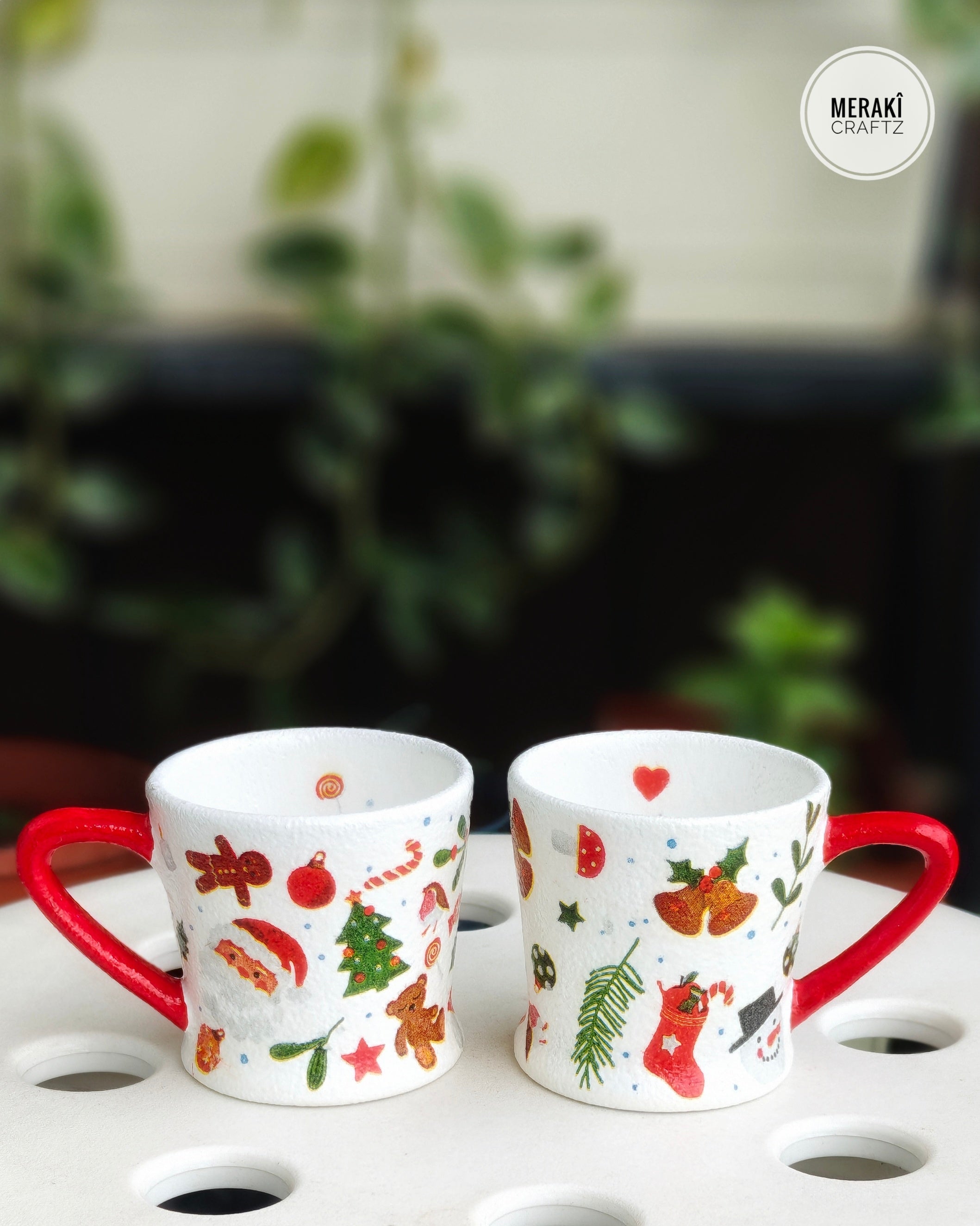 Handcrafted Upcycled Decorative Cup – Christmas Cheer (Heart)