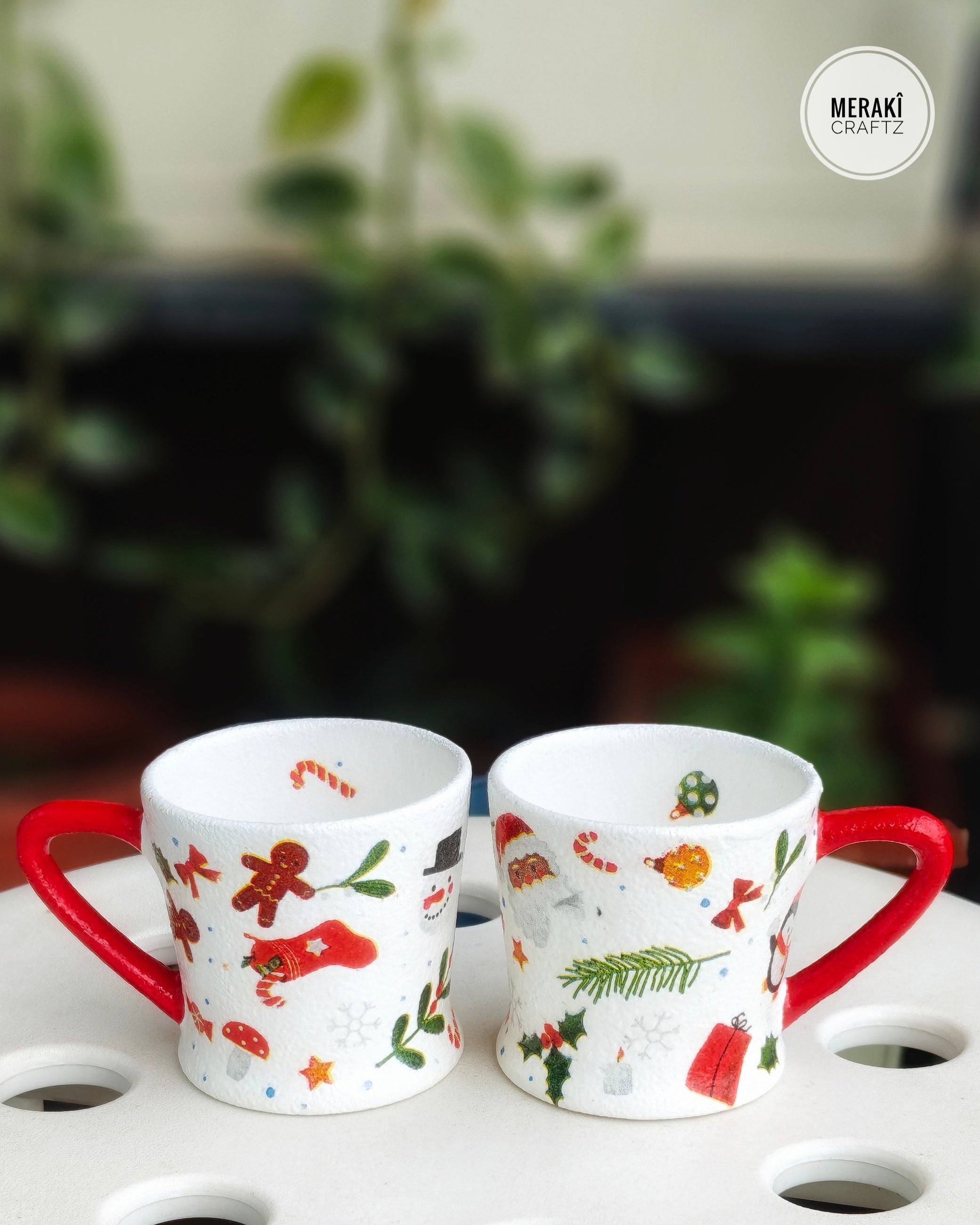 Handcrafted Upcycled Decorative Cup – Christmas Cheer (Ornament)