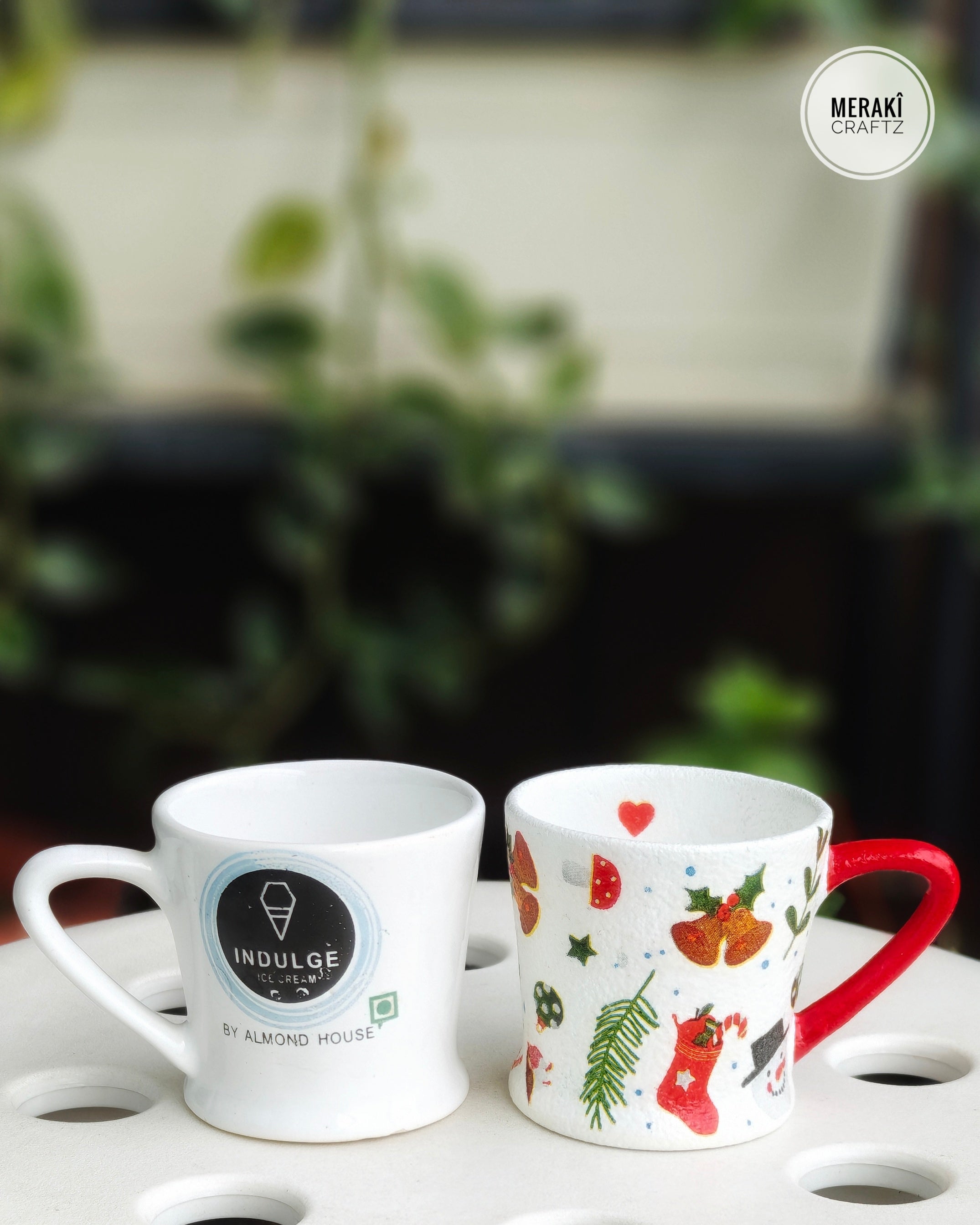 Handcrafted Upcycled Decorative Cup – Christmas Cheer (Heart)
