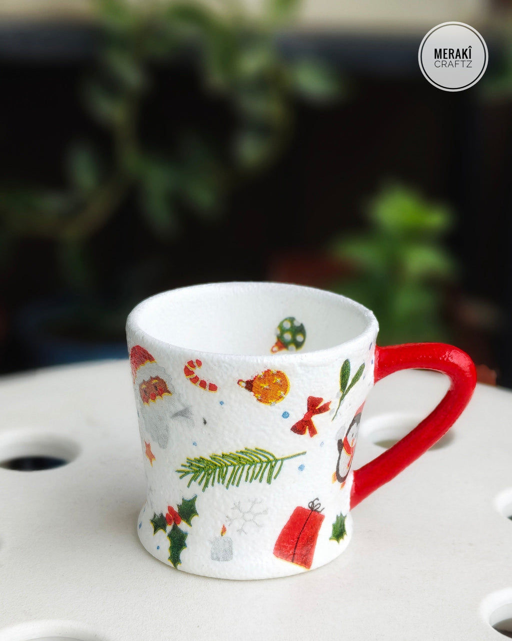 Handcrafted Upcycled Decorative Cup – Christmas Cheer (Ornament)