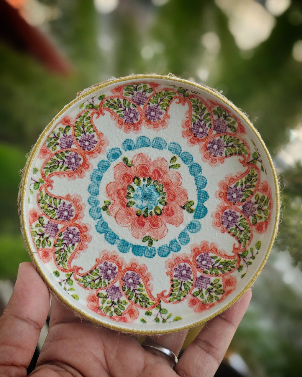 Handcrafted Decoupaged Trinket Tray – Mandala Charm