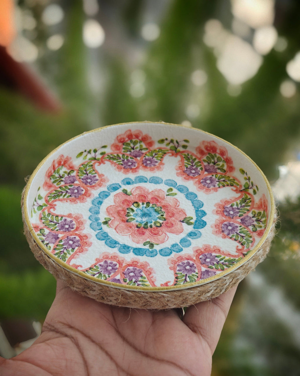 Handcrafted Decoupaged Trinket Tray – Mandala Charm