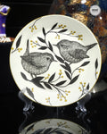 Handcrafted Decoupaged Glass Decorative Plate – Woodland Bird Duo