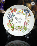 Handcrafted Decoupaged Glass Decorative Plate – Nature Love
