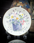 Handcrafted Decoupaged Glass Decorative Plate – Wildflower Bouquet