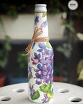 Upcycled Decorative Decoupaged Glass Bottle – Violet Blossom