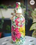 Upcycled Decorative Decoupaged Glass Bottle – Floral Bloom
