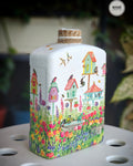 Upcycled Decorative Decoupaged Glass Bottle – Whimsical Bird Garden