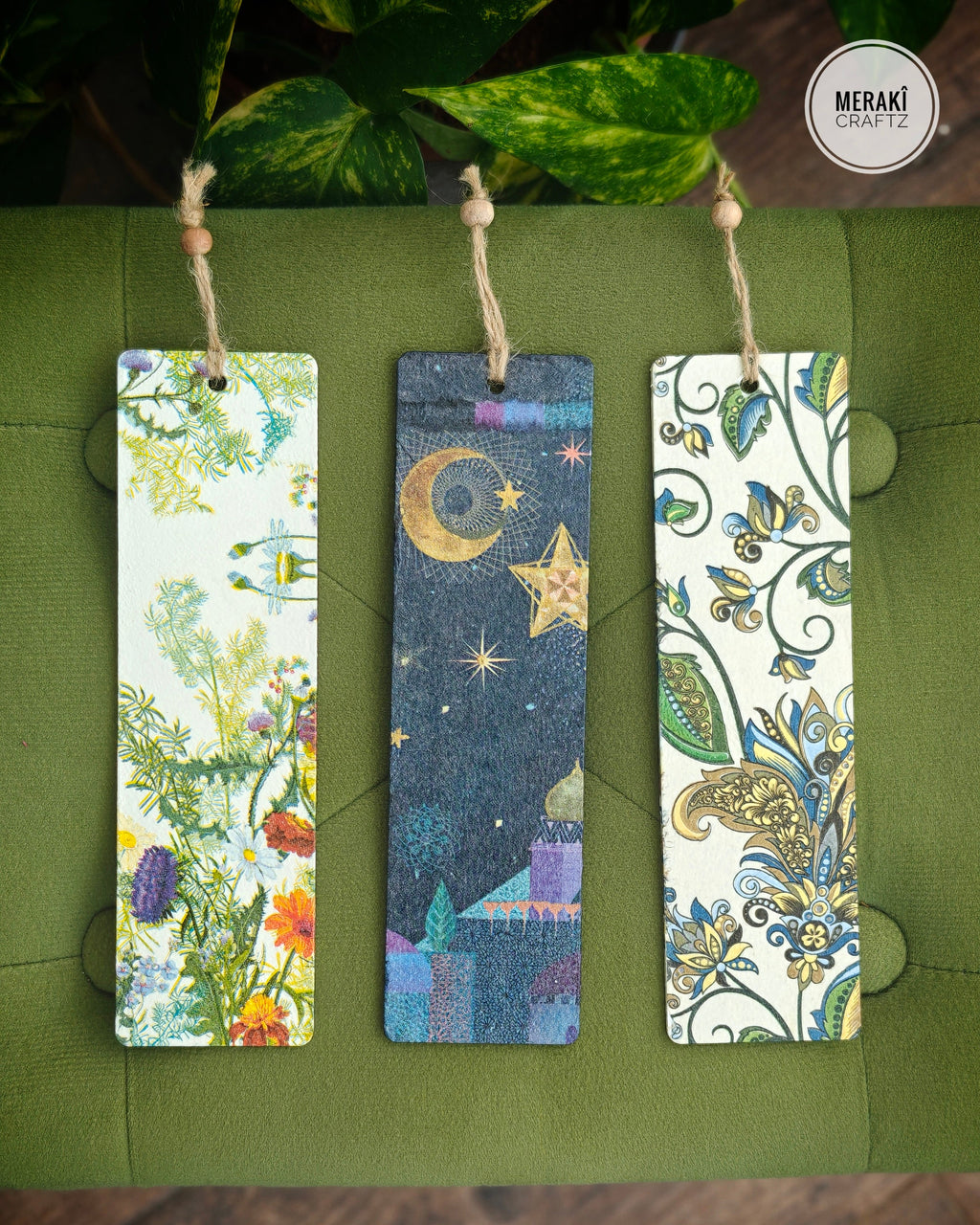 Handcrafted Double-Sided Decoupaged MDF Bookmark – Ramadan Nights