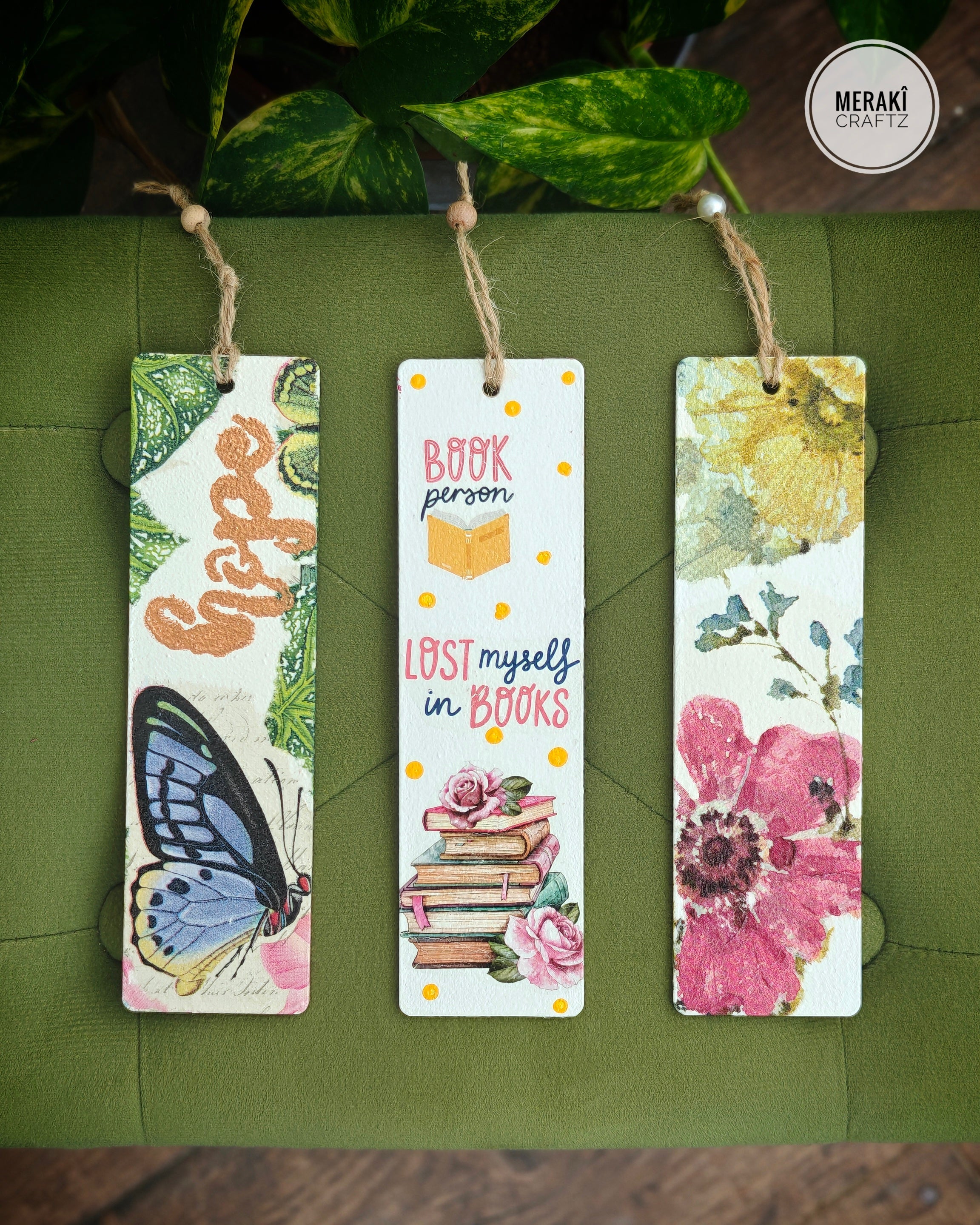Handcrafted Double-Sided Decoupaged MDF Bookmark – Hope
