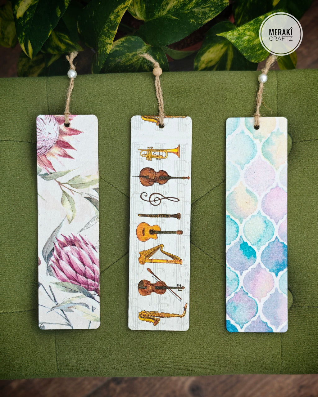 Handcrafted Double-Sided Decoupaged MDF Bookmark – Protea