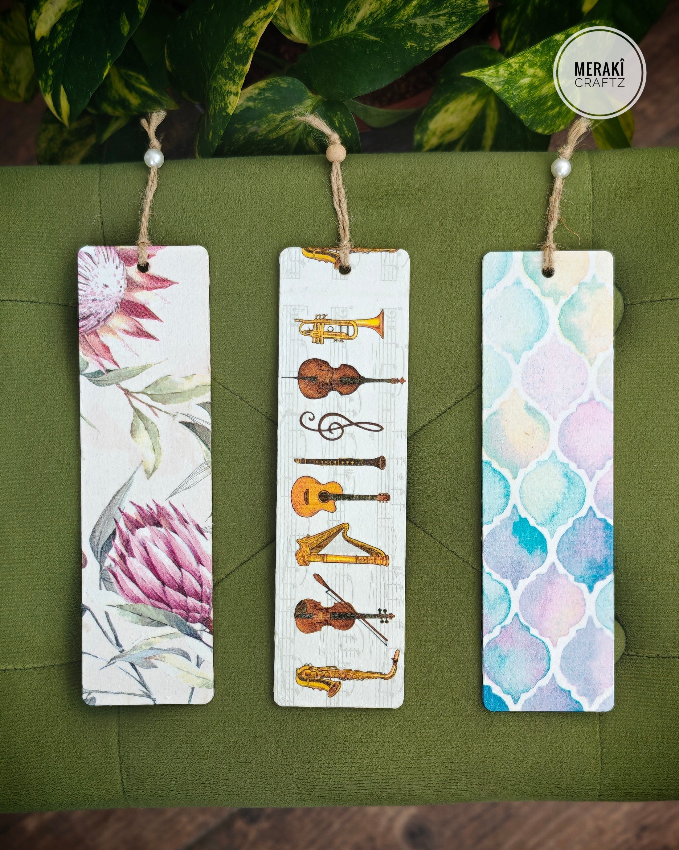 Handcrafted Double-Sided Decoupaged MDF Bookmark – Musical