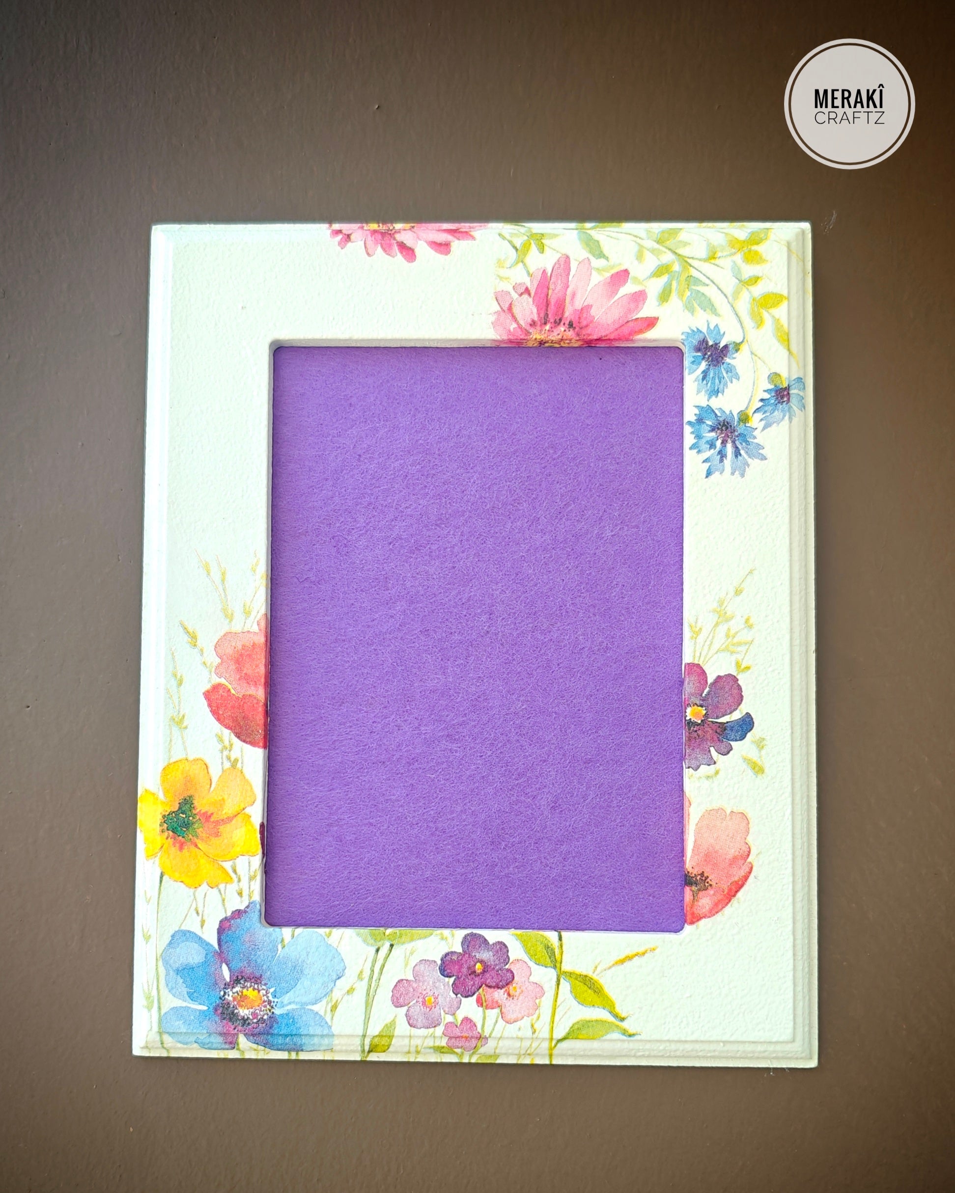 Handcrafted Decoupaged MDF Photo Frame – Wildflower Garden