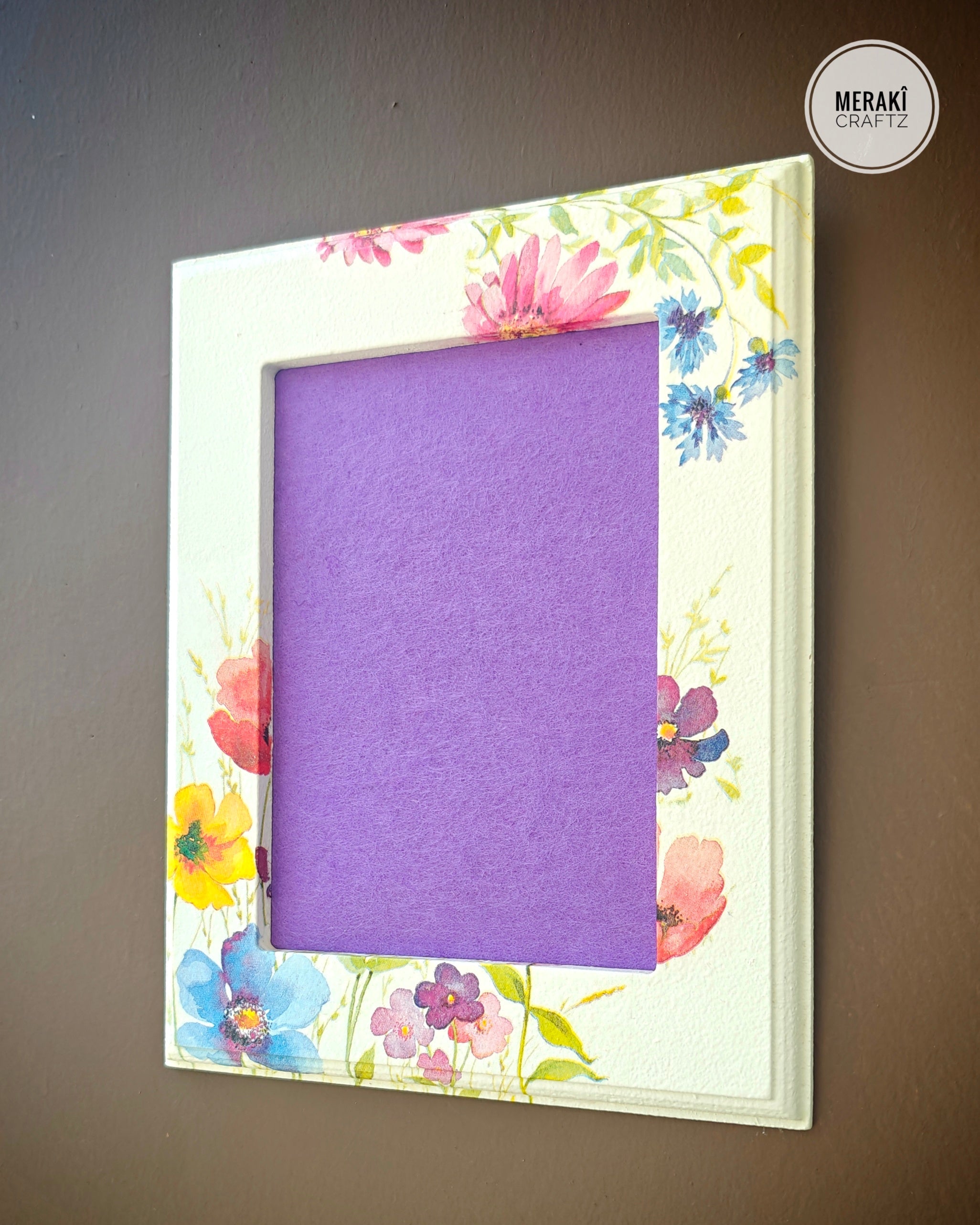 Handcrafted Decoupaged MDF Photo Frame – Wildflower Garden