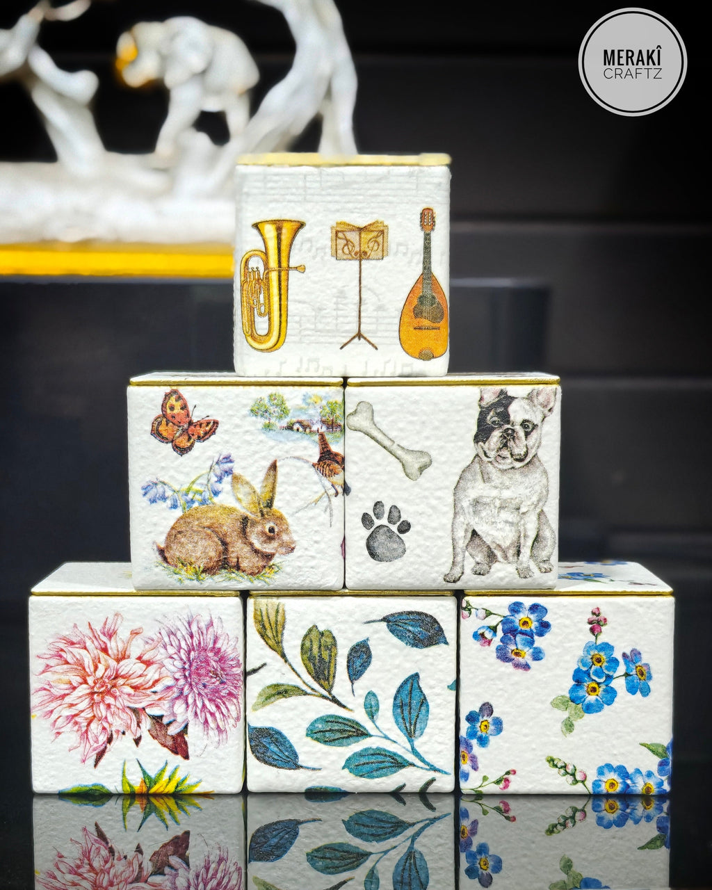 Handcrafted Upcycled Decoupaged Tin Storage Container – Melody Keepsake Box
