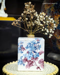Handcrafted Upcycled Decoupaged Perfume Bottle Vase – Blue Blossom