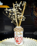 Handcrafted Upcycled Decoupaged Mini Bottle Vase – Rustic Heart Keepsake