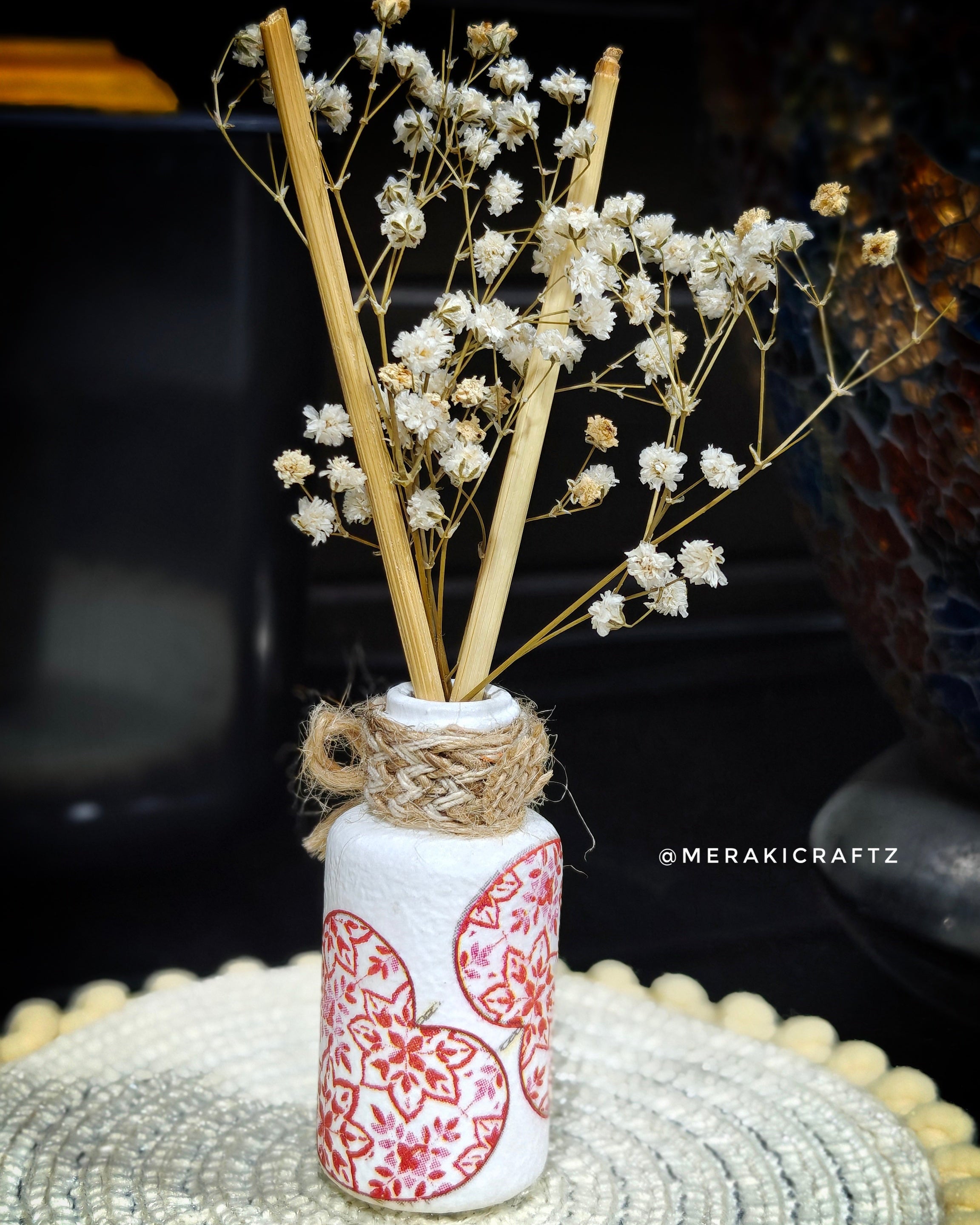 Handcrafted Upcycled Decoupaged Mini Bottle Vase – Rustic Heart Keepsake