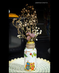 Handcrafted Upcycled Decoupaged Mini Bottle Vase – Whimsical Owl Garden
