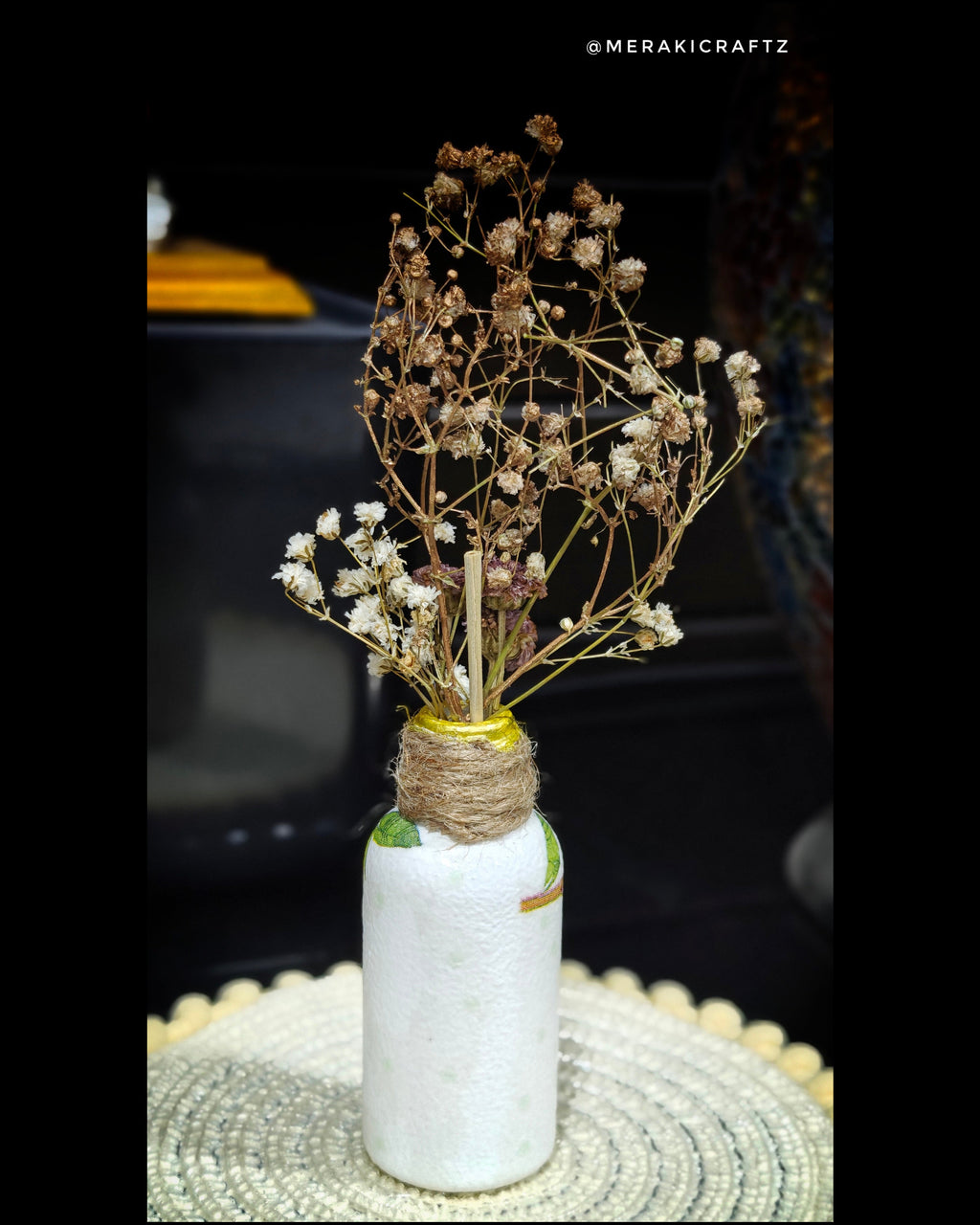 Handcrafted Upcycled Decoupaged Mini Bottle Vase – Whimsical Owl Garden