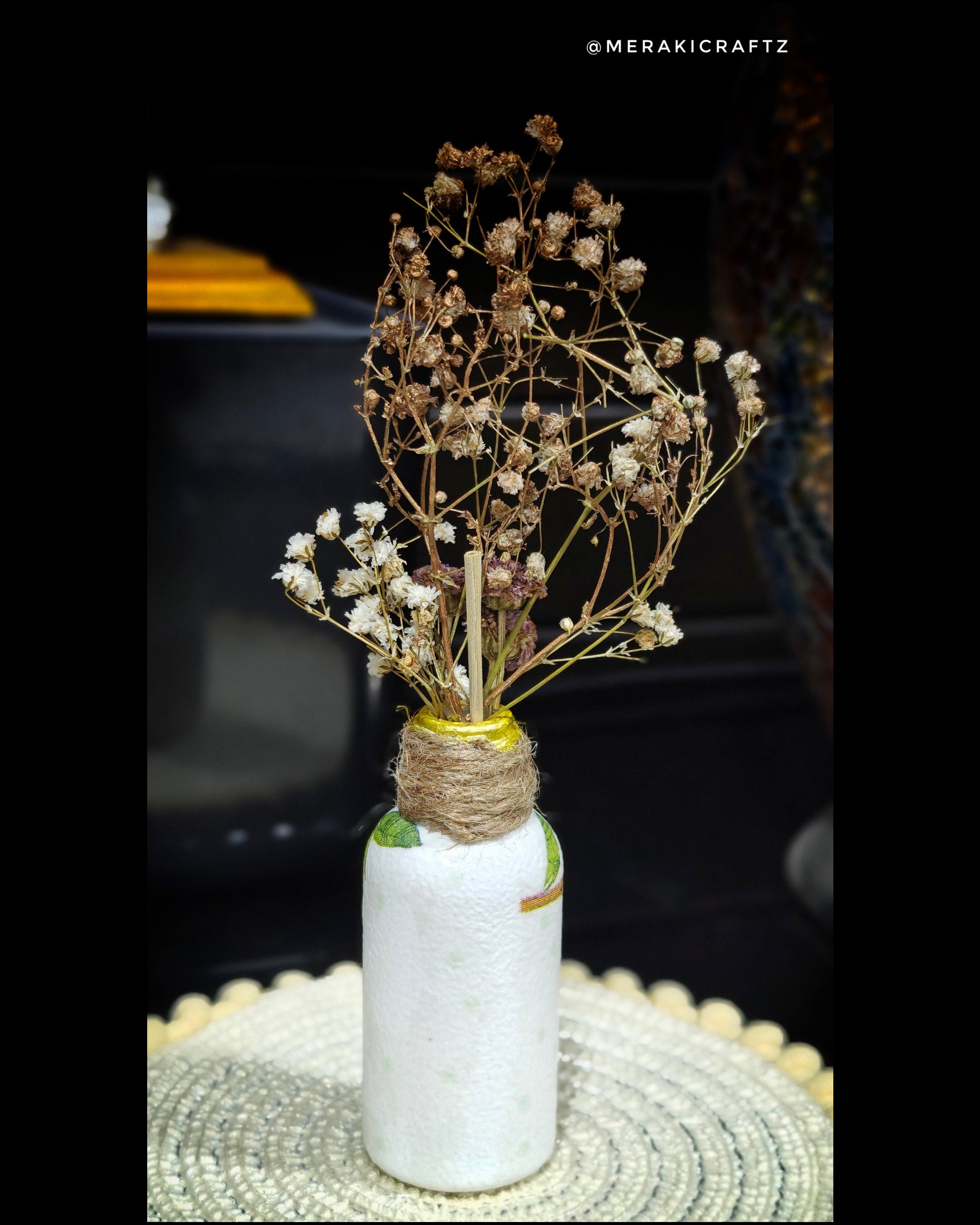 Handcrafted Upcycled Decoupaged Mini Bottle Vase – Whimsical Owl Garden