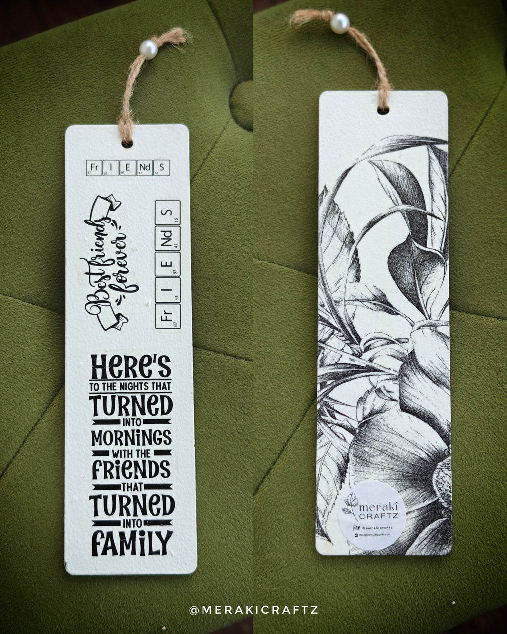 Handcrafted Double-Sided Decoupaged MDF Bookmark – Friendship