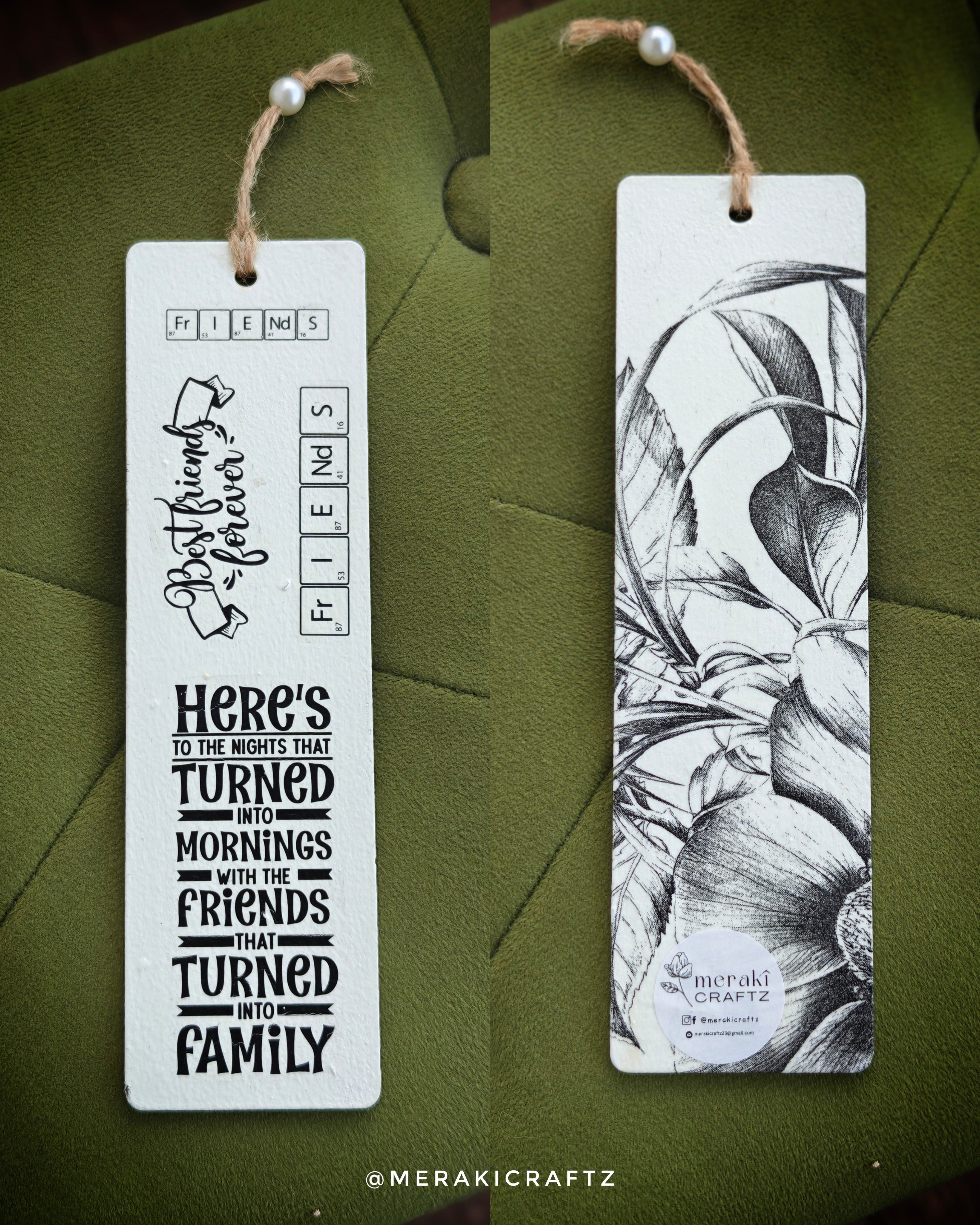 Handcrafted Double-Sided Decoupaged MDF Bookmark – Friendship
