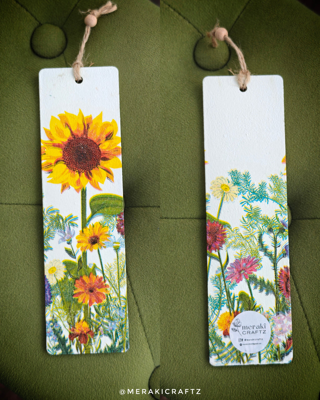 Handcrafted Decoupaged MDF Bookmark – Sunflower