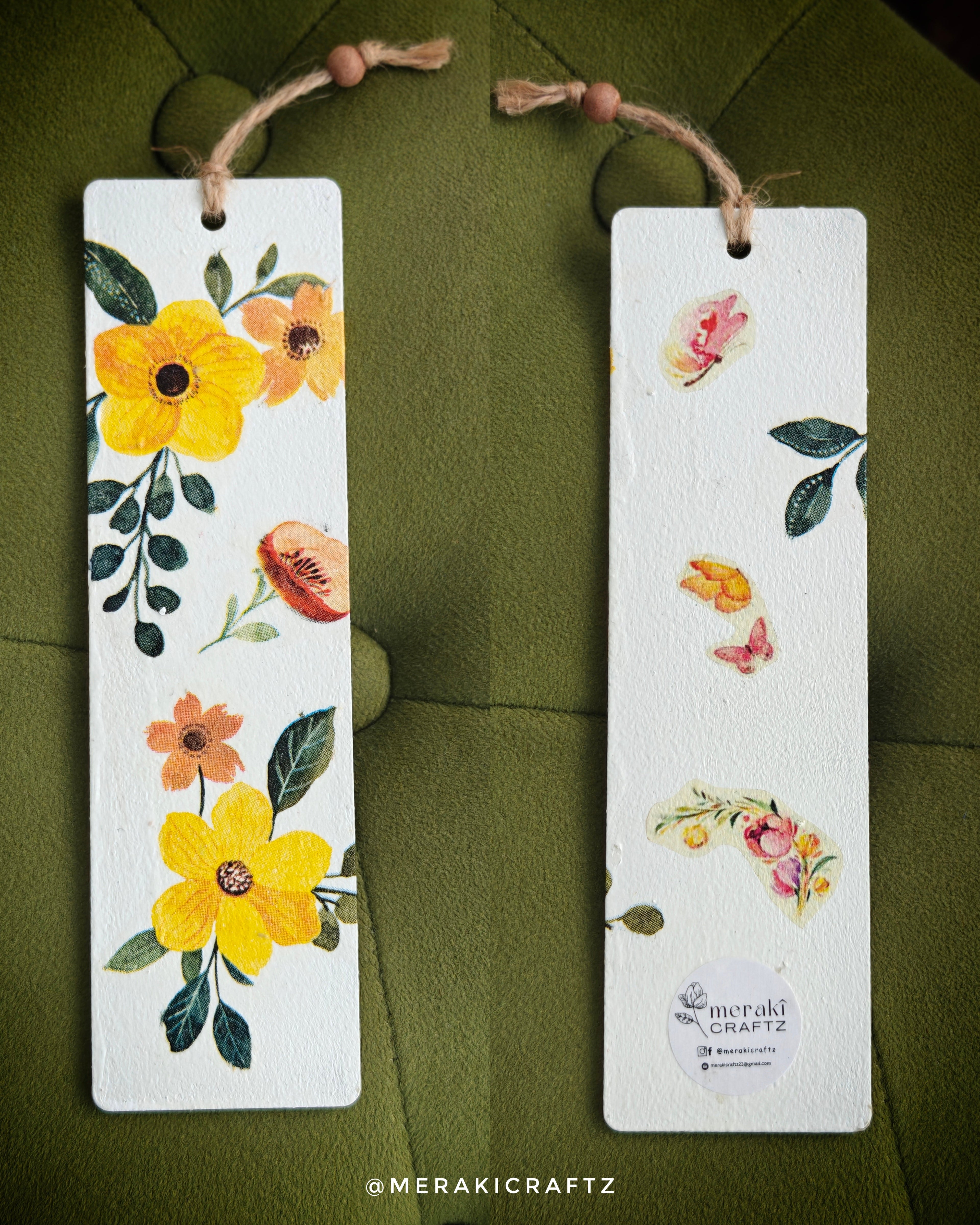 Handcrafted Decoupaged MDF Bookmark – Spring Blooms