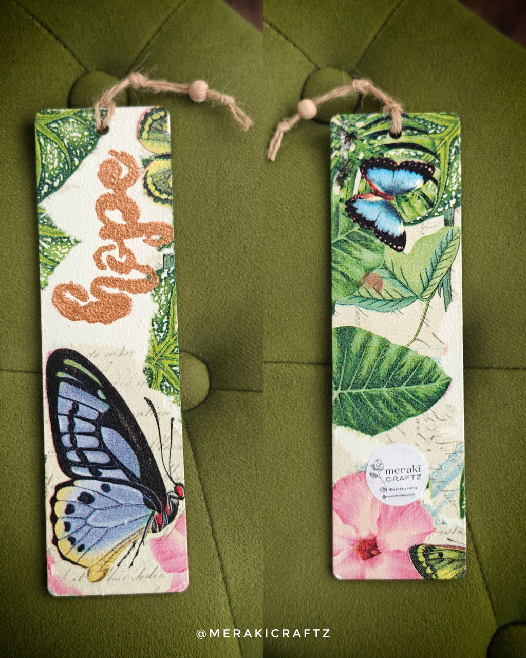 Handcrafted Double-Sided Decoupaged MDF Bookmark – Hope